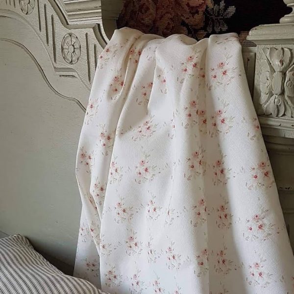 Cicely Trellis Faded Floral Linen Fabric by Rose and Foxgloves