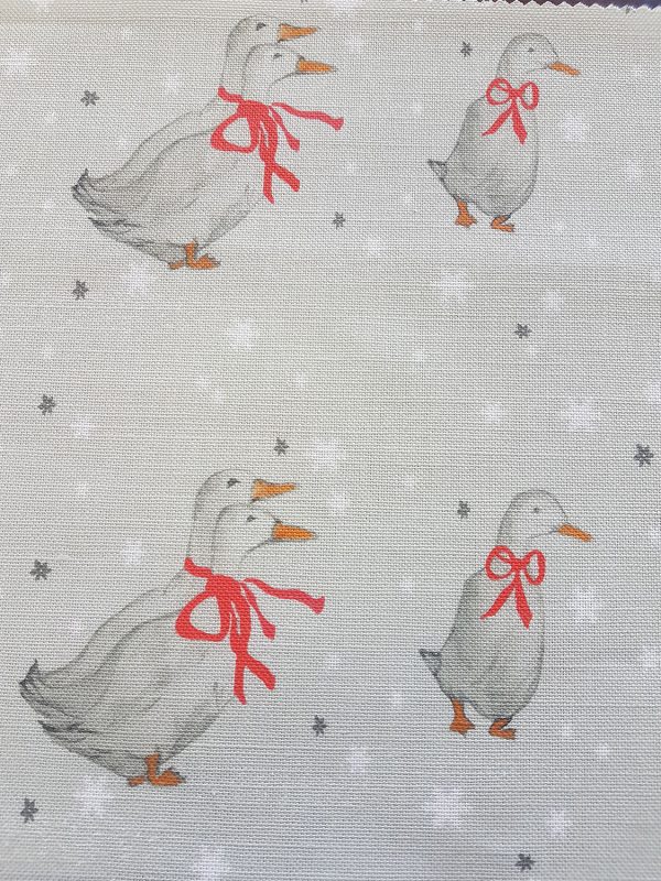 Beatrix Potter Christmas Geese Linen Fabric