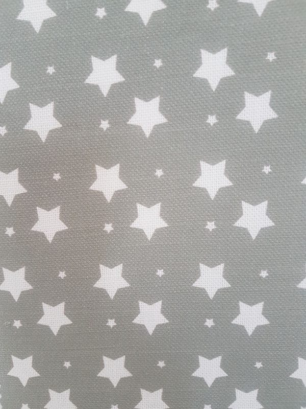 Christmas Stars on Grey Linen Fabric