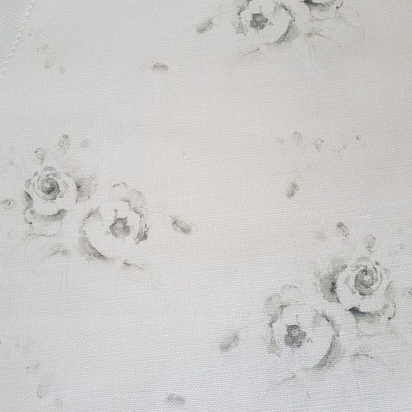 Emile- Grey Faded French Roses on an Ivory Linen