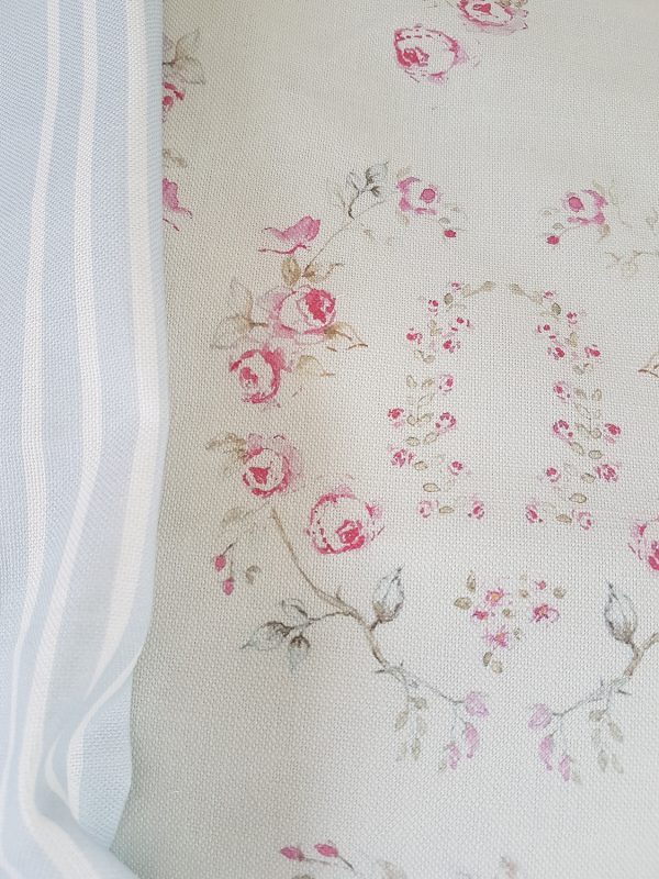 Millies Garden Roses and Butterflies Vintage Inspired Linen Fabric