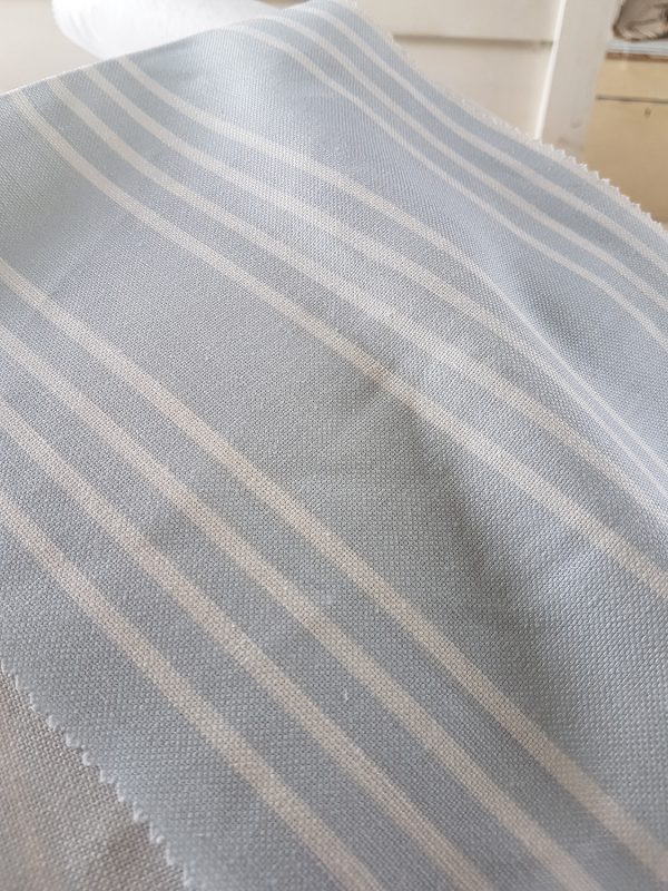 Soft Powder Blue & Ivory Stripes Linen