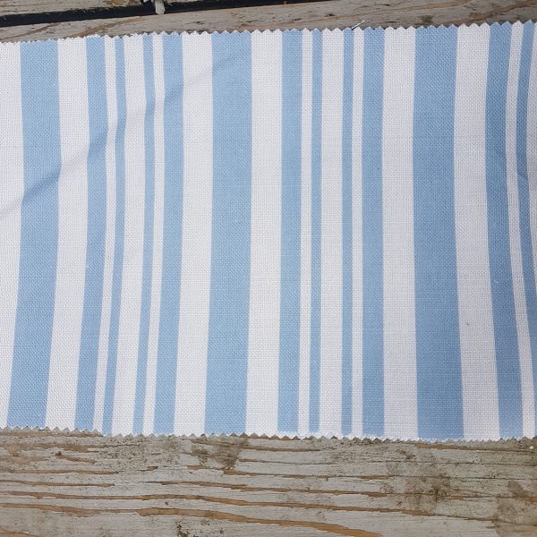 Nautical Stripe Linen Fabric- Blue Mist and Salt Coastal