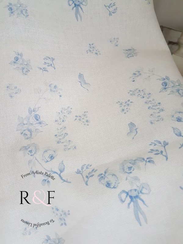 Milles Garden in French Blue Linen Fabric
