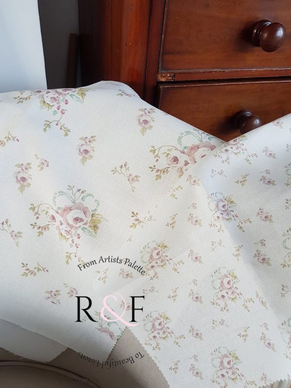 Victorian Posy Vintage Floral Linen by Rose & Foxgloves- Large design