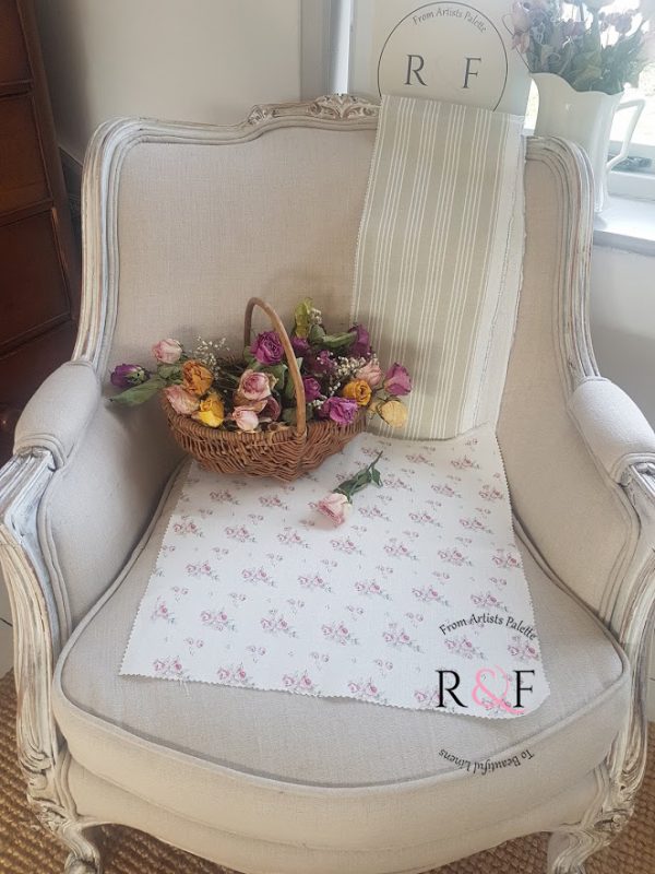 Ditsy Roses Floral Linen on French Chair