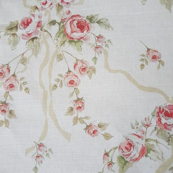 Rose and Ribbons, faded pale green ribbons
