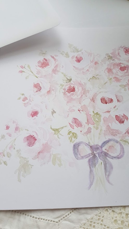 Posy of Roses Signed Original Watercolour Card
