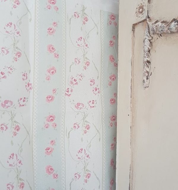 French-Soeur Emmanuelle Roses stripe Linen Fabric