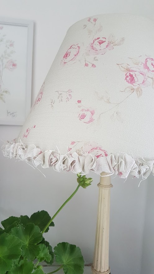 The Vintage Rose Floral Linen Coolie Shade with ruffle 30cm