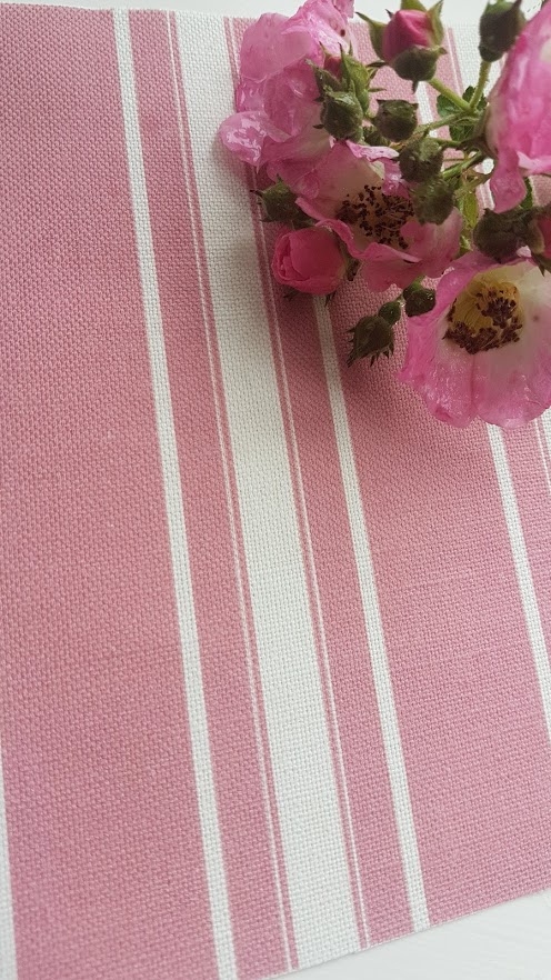 Old Raspberry Grainsack striped Linen Fabric