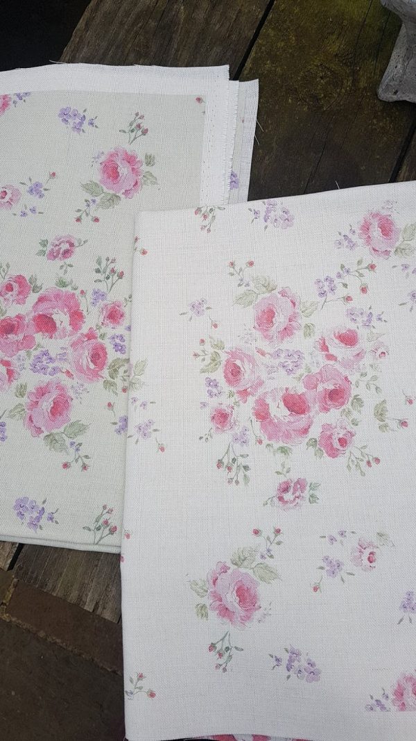Climbing Roses on Ivory Vintage Inspired Linen Fabric