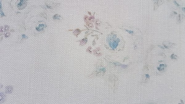 Roses by The Brook Blue Vintage Style Linen Fabric