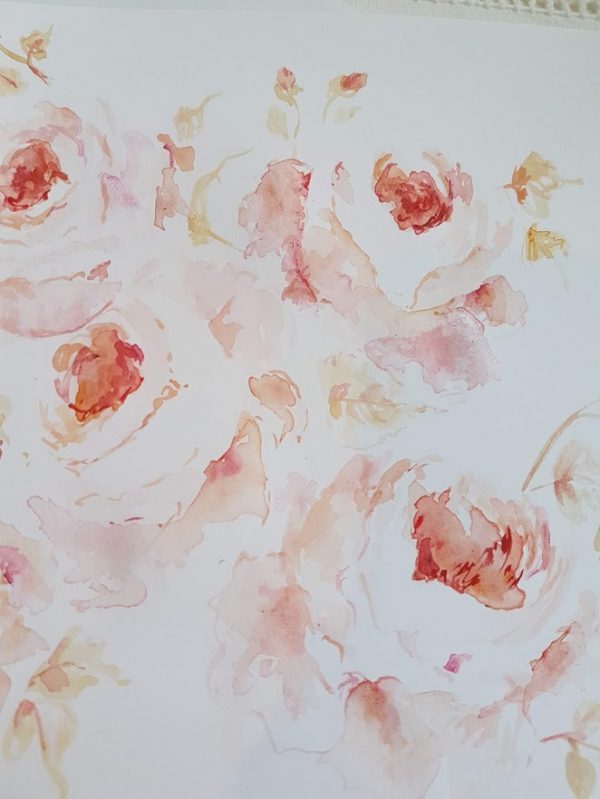 Autumn Roses Original signed watercolour card with envelope