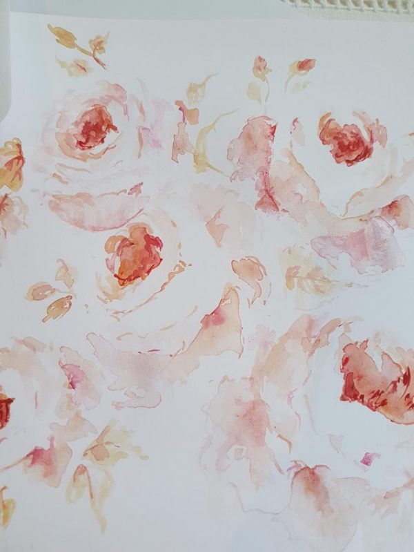 Autumn Roses Original signed watercolour card with envelope