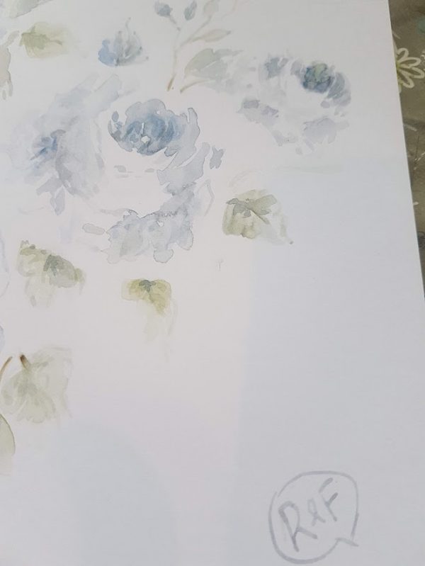 Blue Roses Original signed watercolour card with envelope