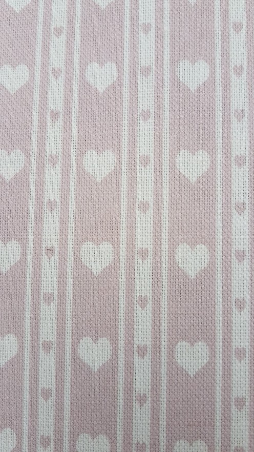 Dusky Rose Pink & Ivory Heart Ticking Linen Fabric