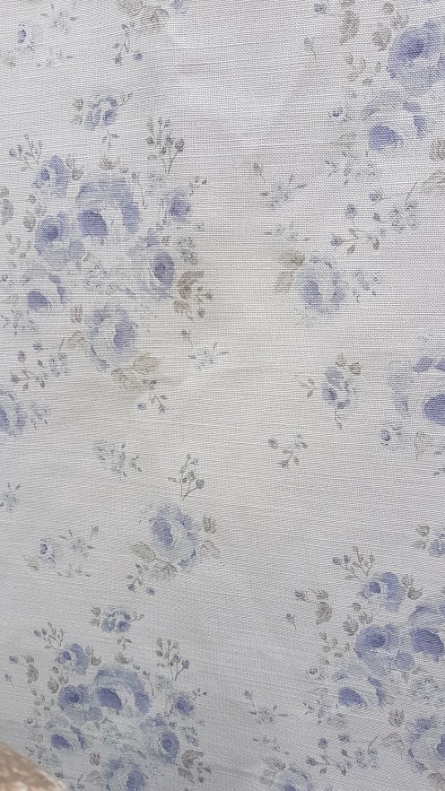 Millies Blue Climbing Roses Vintage Inspired Linen Fabric