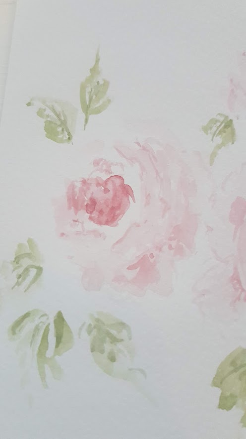 Simple Pink Roses Original Signed Watercolor Painting