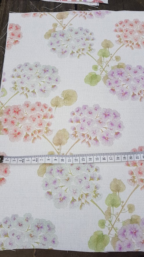 Vintage geranium faded floral linen fabric by Rose and Foxgloves