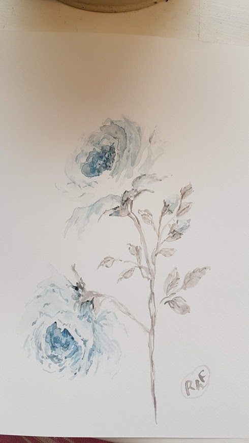 Blue Roses Painting by Rose and Foxgloves