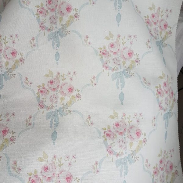 Antique Aubusson Roses Linen Fabric By Rose and Foxgloves