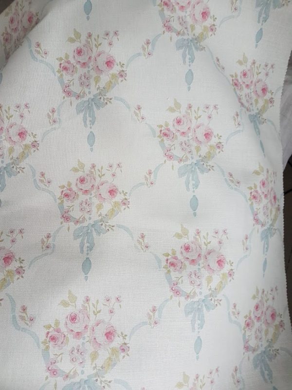 Antique Aubusson Roses Linen Fabric By Rose and Foxgloves