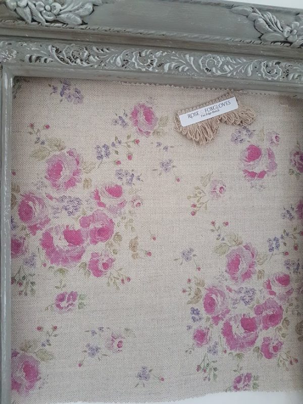 Climbing Roses in Vintage Mulberry on Natural Linen by Rose and Foxgloves