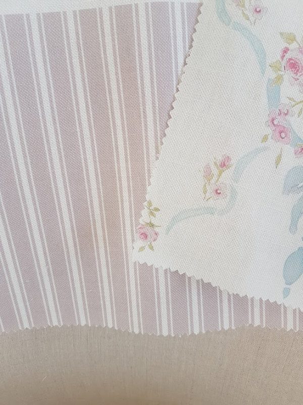 Ticking Stripe in Dusky Blush Pink and Ivory Linen Fabric
