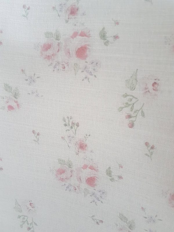 Faded Country Roses on Ivory Linen