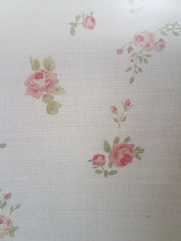 Little Pink Roses on Ivory Linen