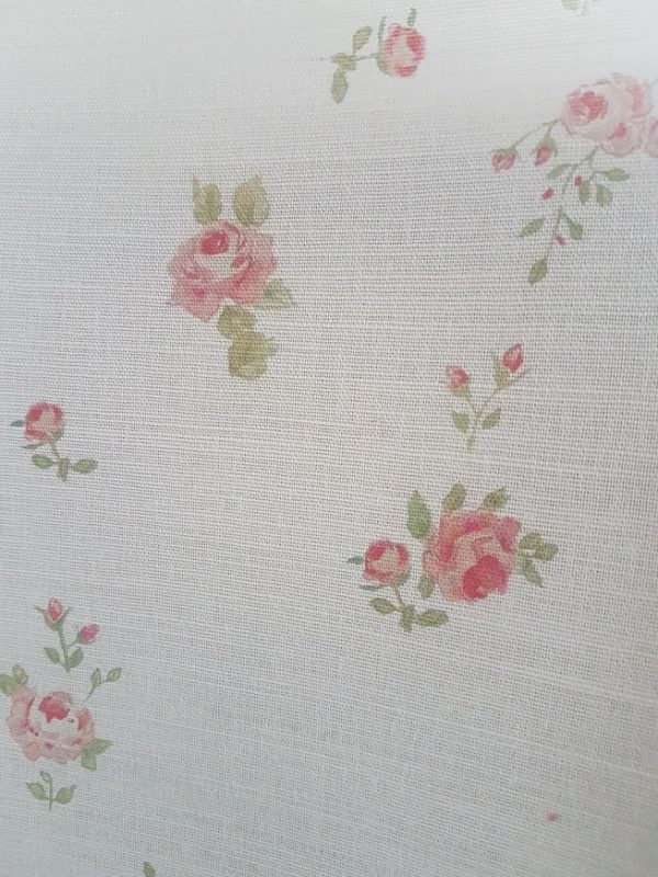 Little Pink Roses on Ivory Linen