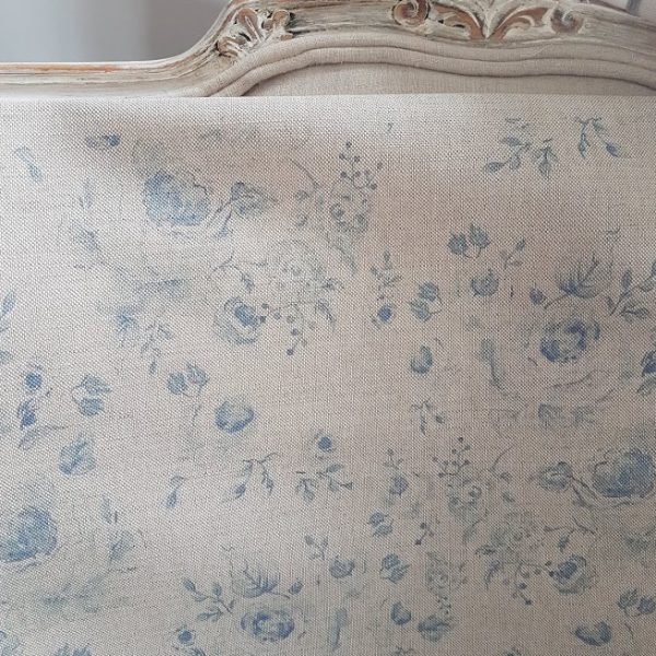 Naturals Collection Provence Roses Soft Manor Blue on Natural Linen