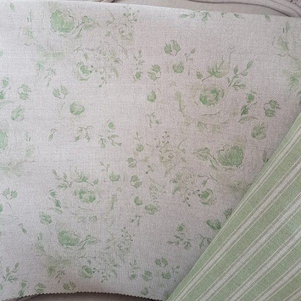 Naturals Collection Provence Roses Pomme Verte on Natural Linen