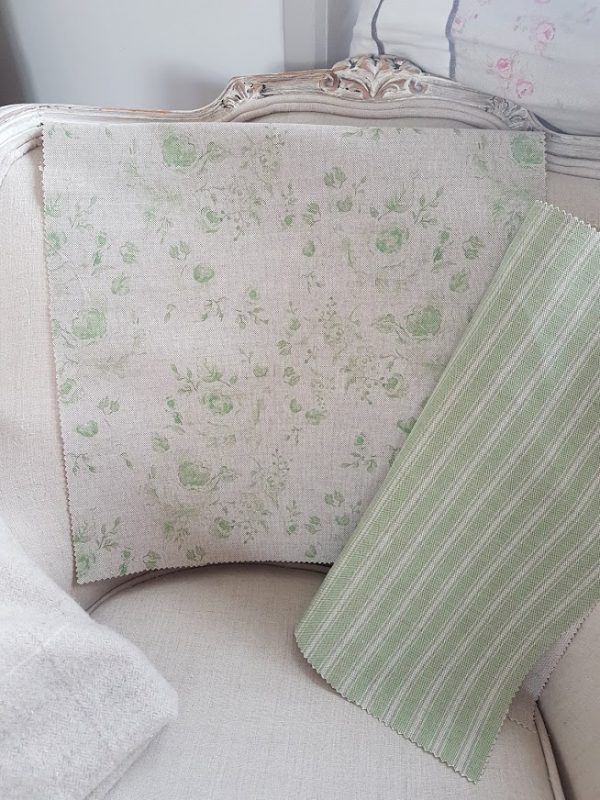Naturals Collection Provence Roses Pomme Verte on Natural Linen