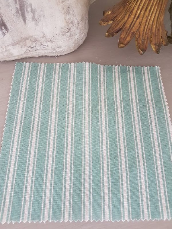 Dix Blue and Ivory Ticking Stripe Linen Fabric