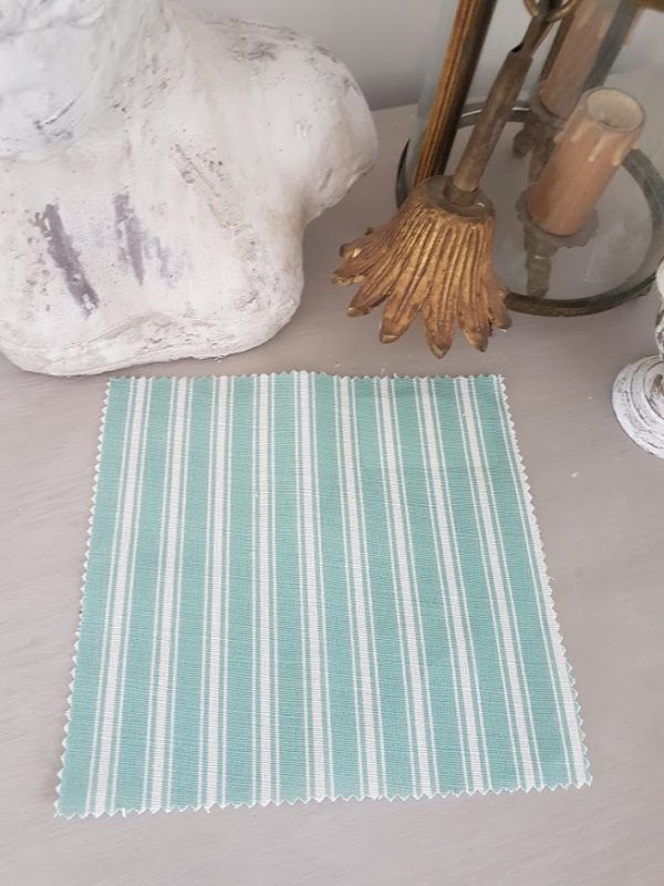 Dix Blue and Ivory Ticking Stripe Linen Fabric