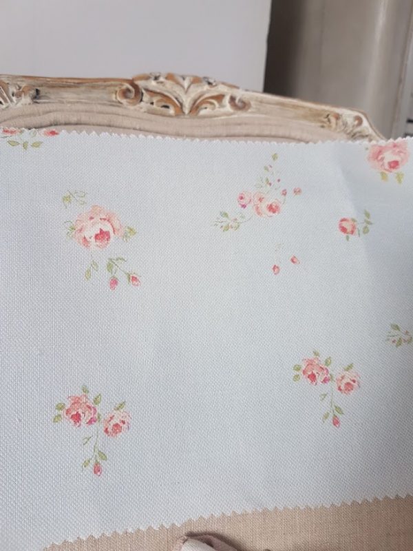 Little Pink Roses on Powder Blue Linen