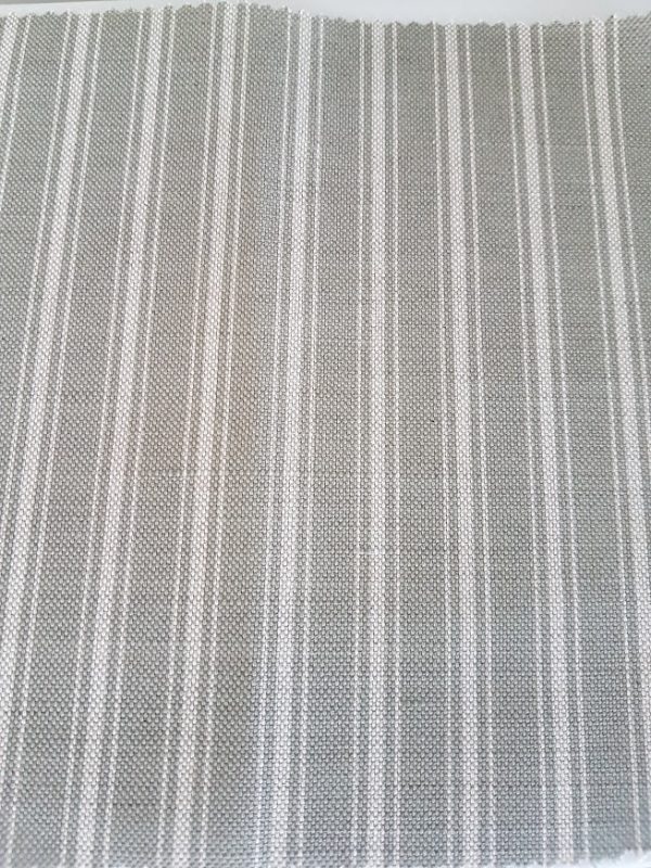 Slate Grey Ticking Stripe on a Natural Linen Base