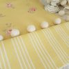 Little Pink Roses on Lemon with Small Mattress stripes in Yellow by Rose and Foxgloves