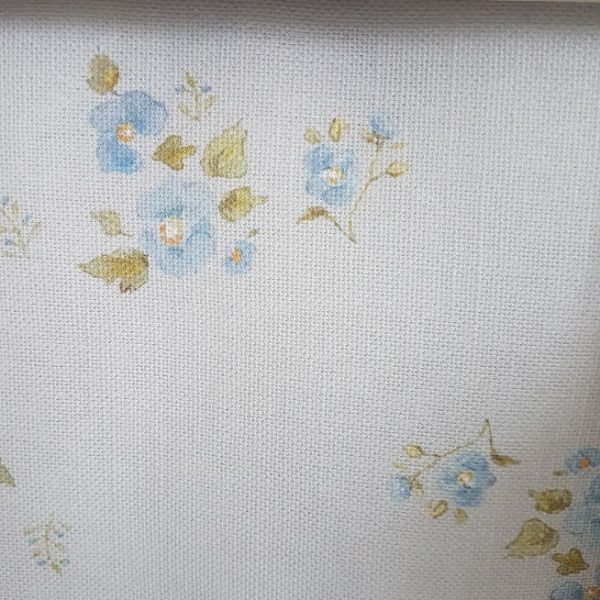 Petite Fleurs On Faded Blue Linen Fabric