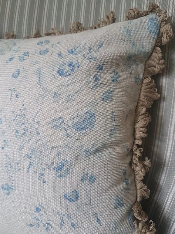 Provence roses cushion in manor blue