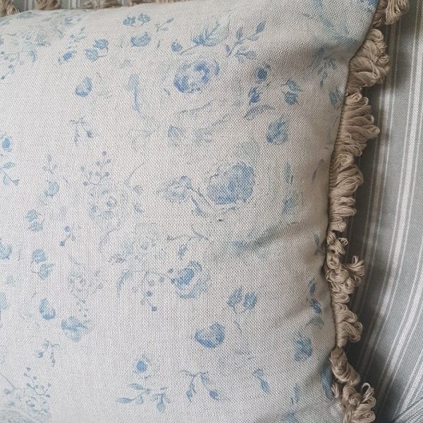 Provence roses cushion in manor blue