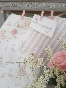 Victorian posy and dusky blush ticking