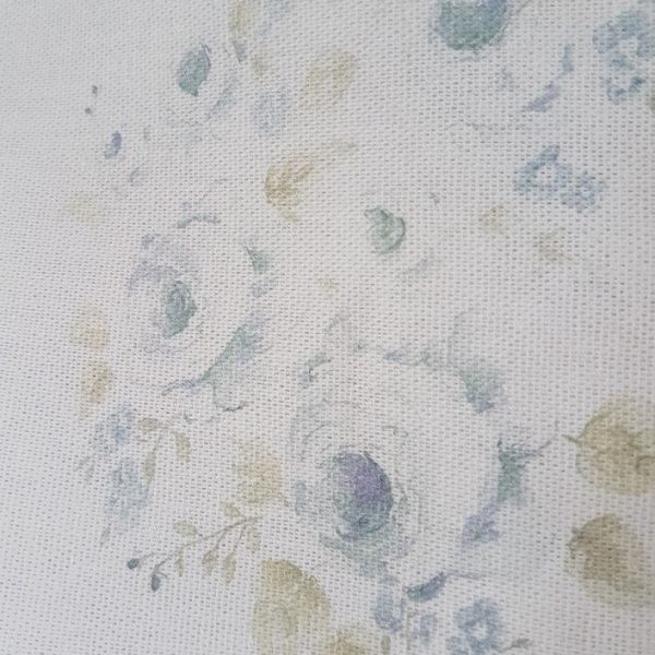Anais French Cabbage Blue Roses On Ivory Linen