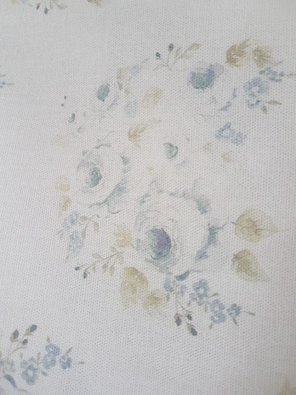 Anais French Cabbage Blue Roses On Ivory Linen