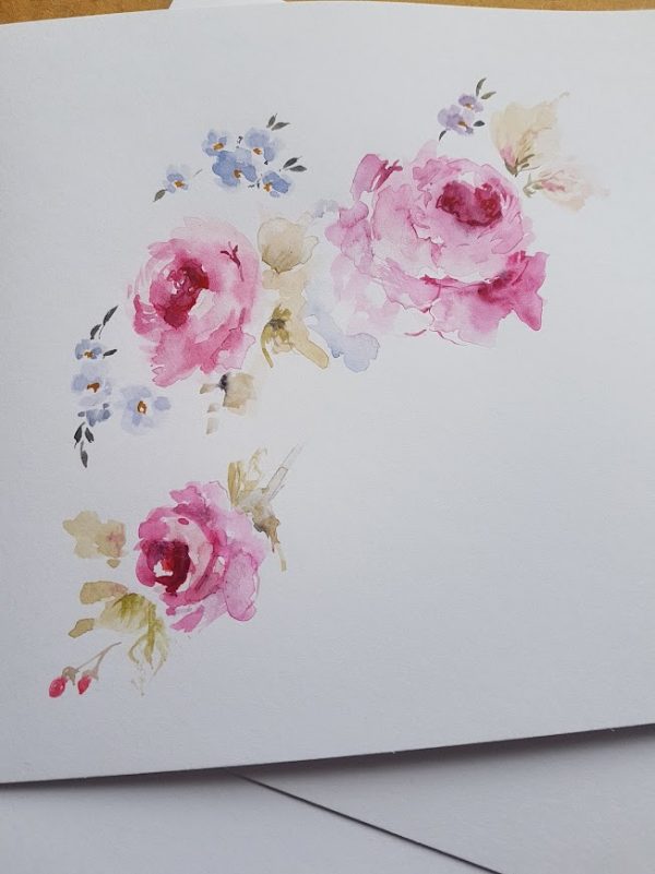 Dreaming of Roses Original signed watercolour card with envelope