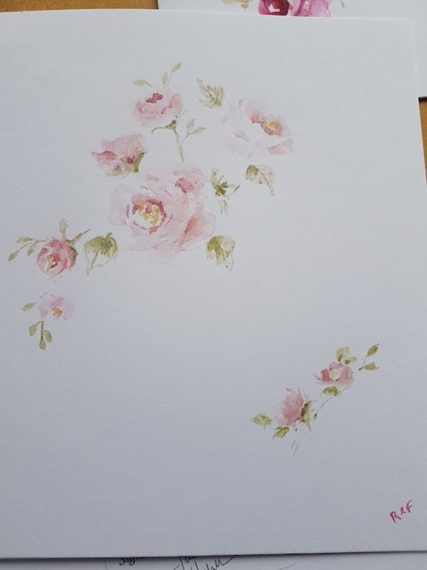 Fading Summer Roses Original signed watercolour card with envelope