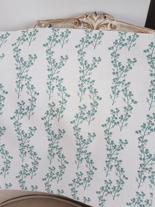 Four Acre Meadow Flowers Dark aqua linen fabric by Rose and Foxgloves
