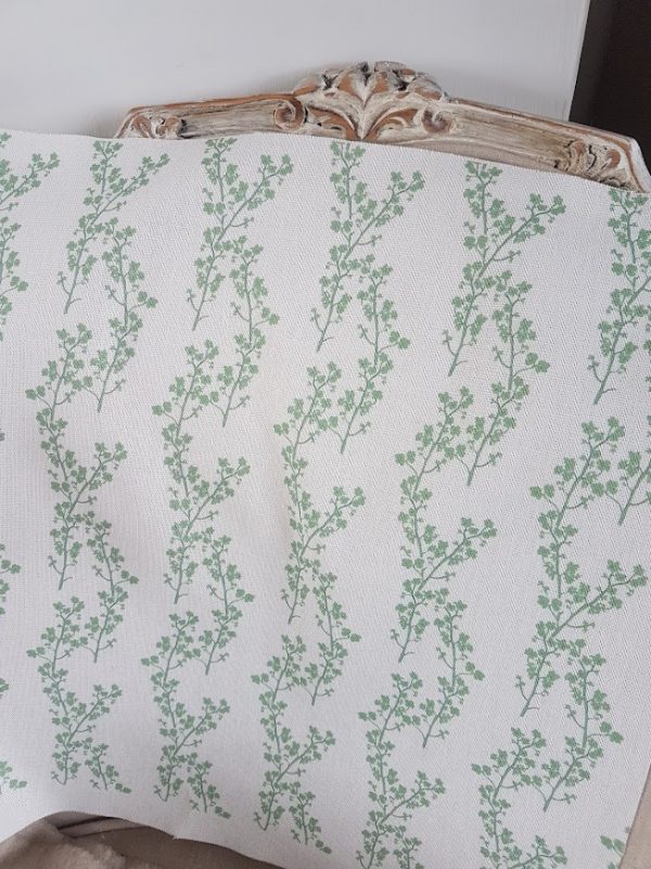 Four Acre Meadow Flowers Pea Green linen fabric by Rose and Foxgloves-4
